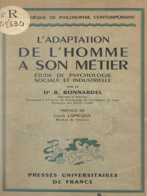 cover image of L'adaptation de l'homme à son métier